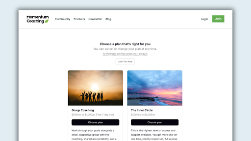 Momentum Coaching freemium community