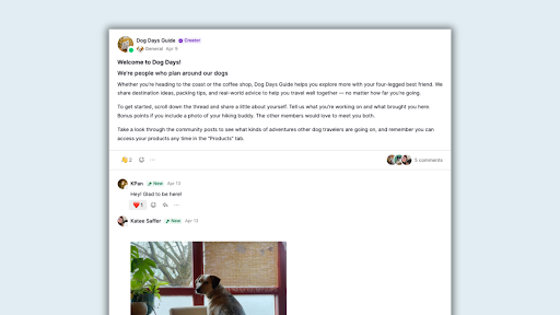 Dog Days introduction space in community