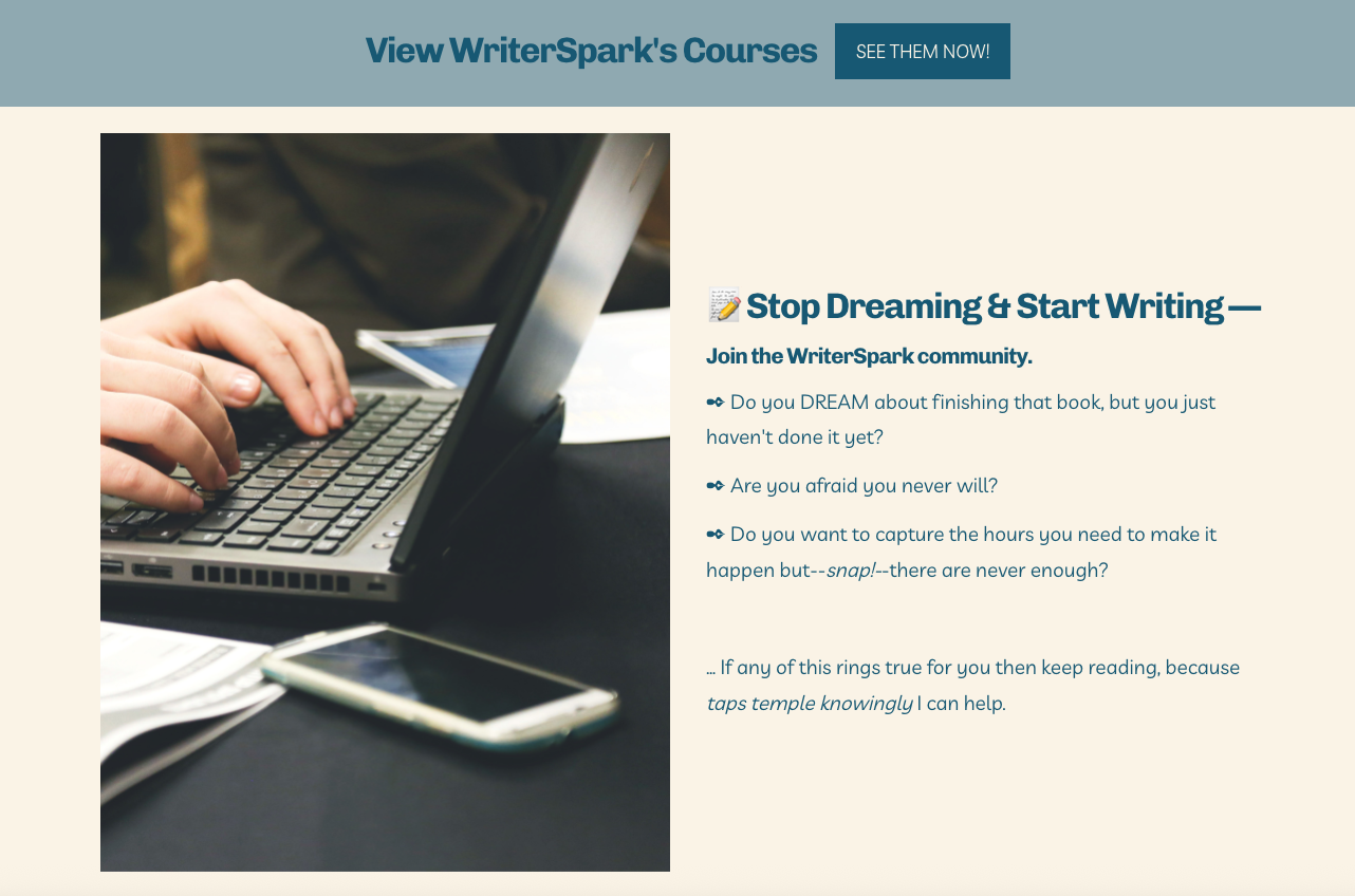 WriterSpark Academy courses