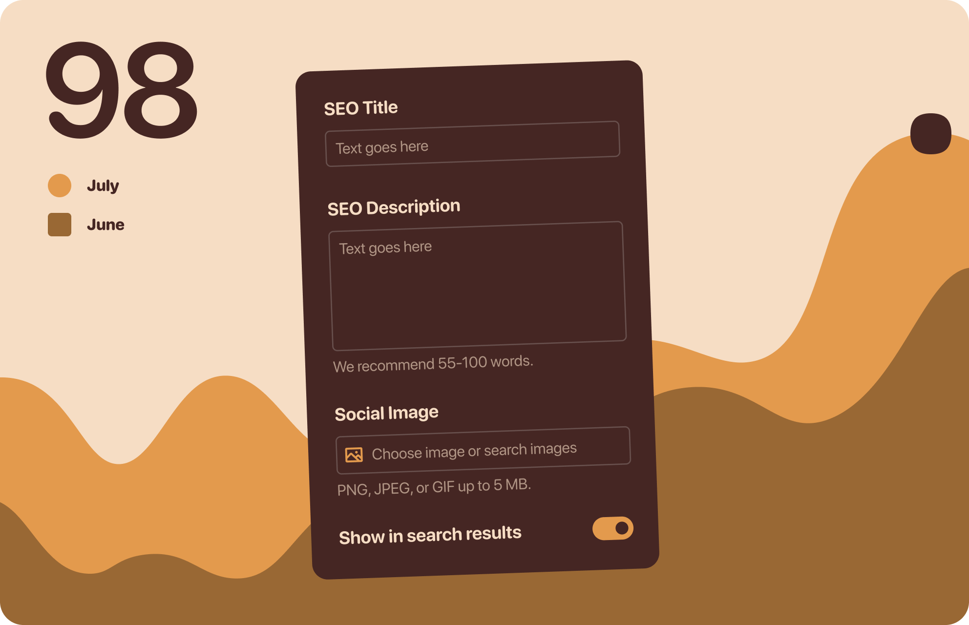 Stylized illustration of Podia's SEO tools