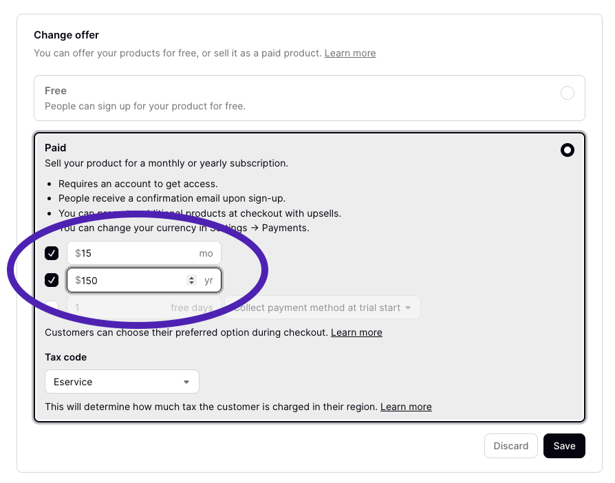 Podia Community plan pricing set up
