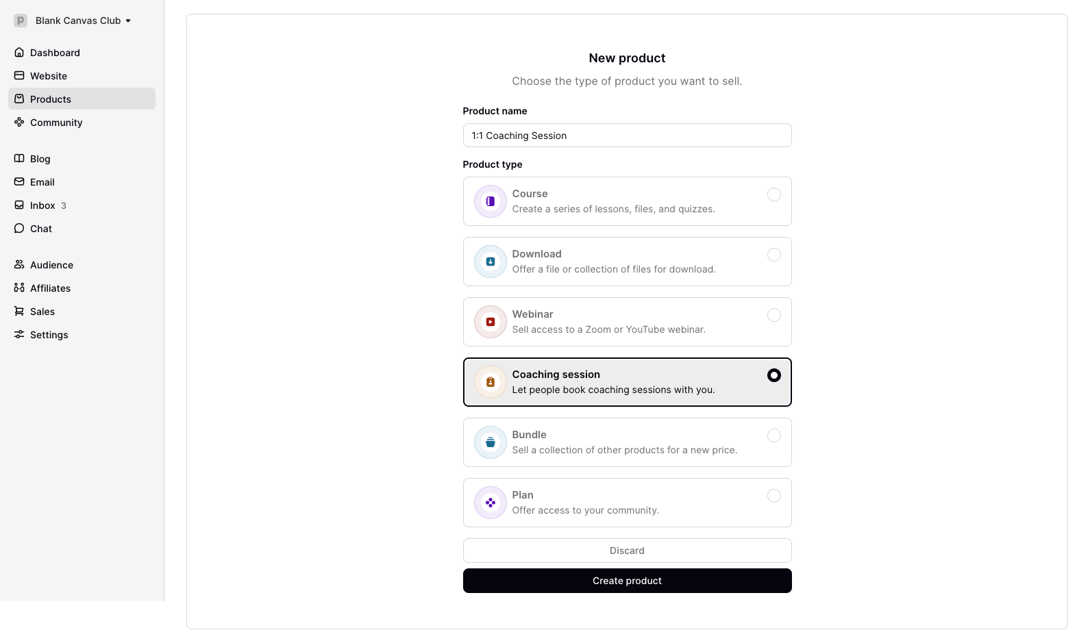 Podia New Product Setup