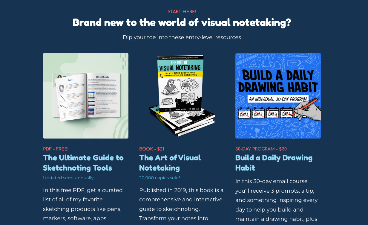 Emily Mills sketchnote digital products