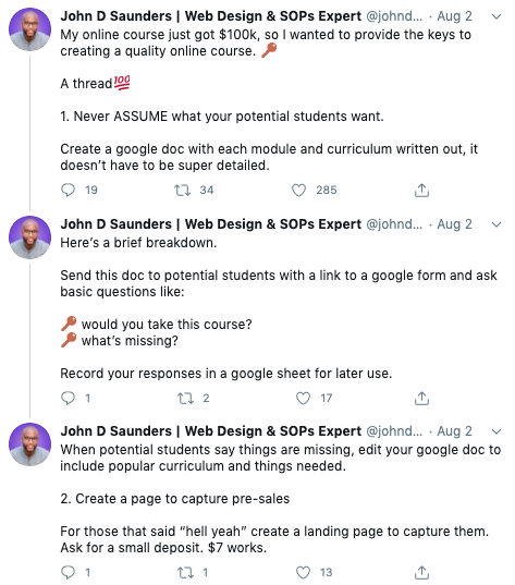 How John D. Saunders made $100,000 with one online course