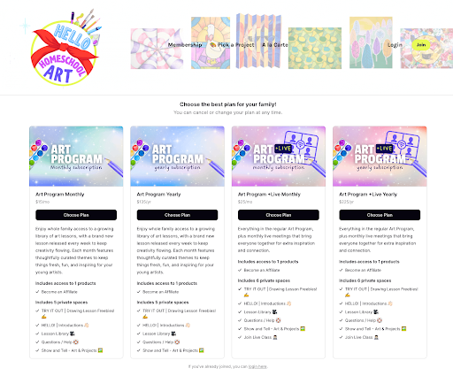 Hello Homeschool Art paid community
