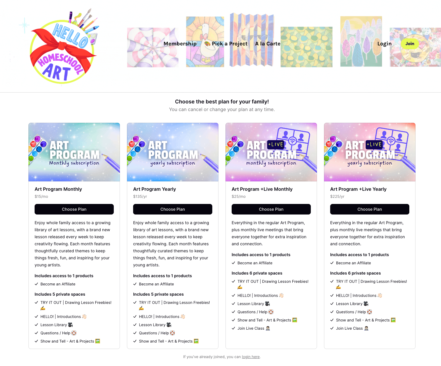Hello Homeschool Art paid community