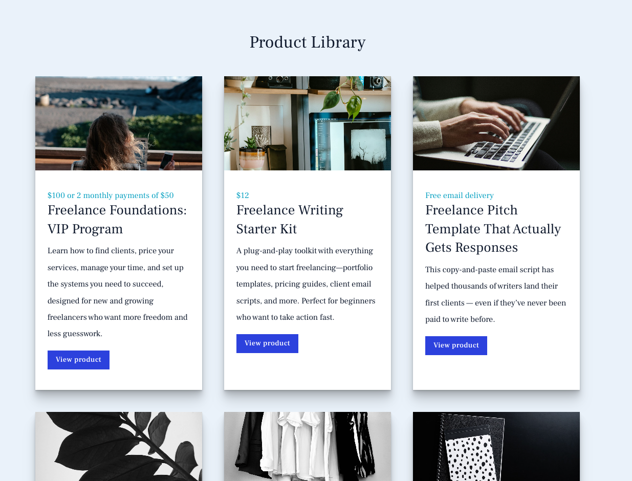 Example product library
