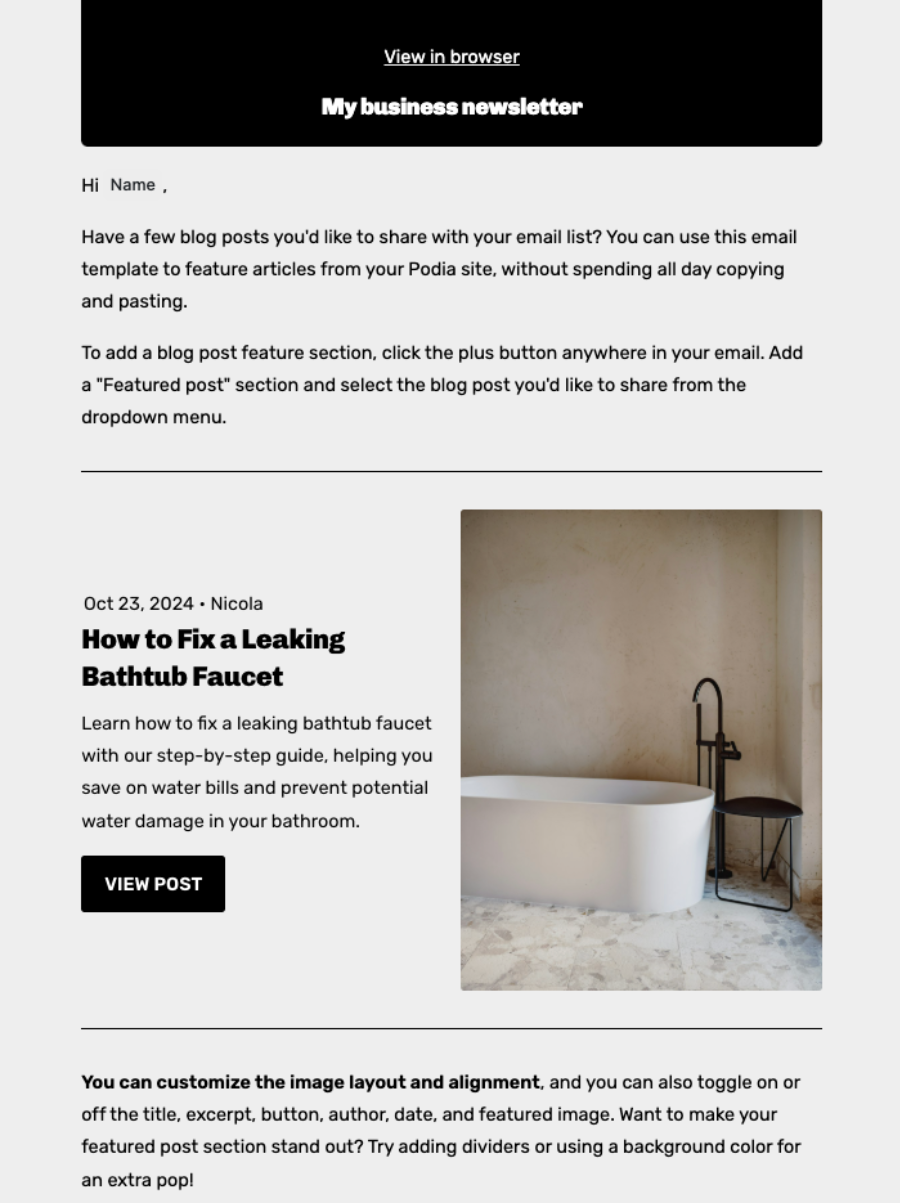Email newsletter example 8
