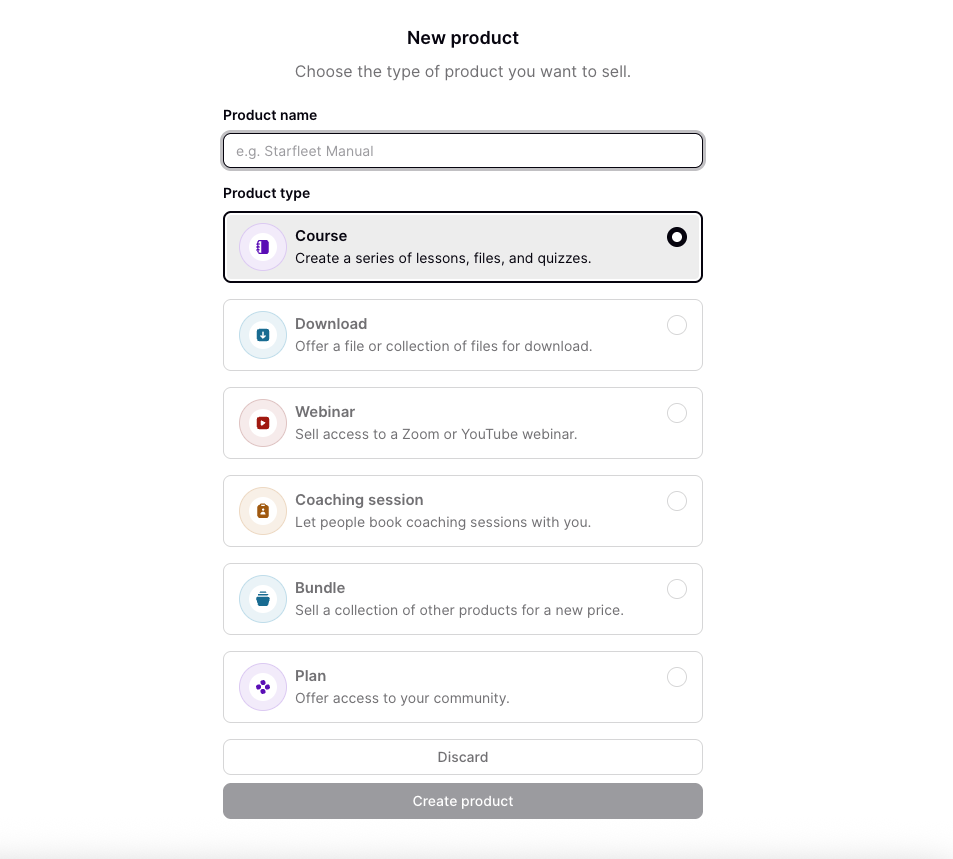 Podia products builder