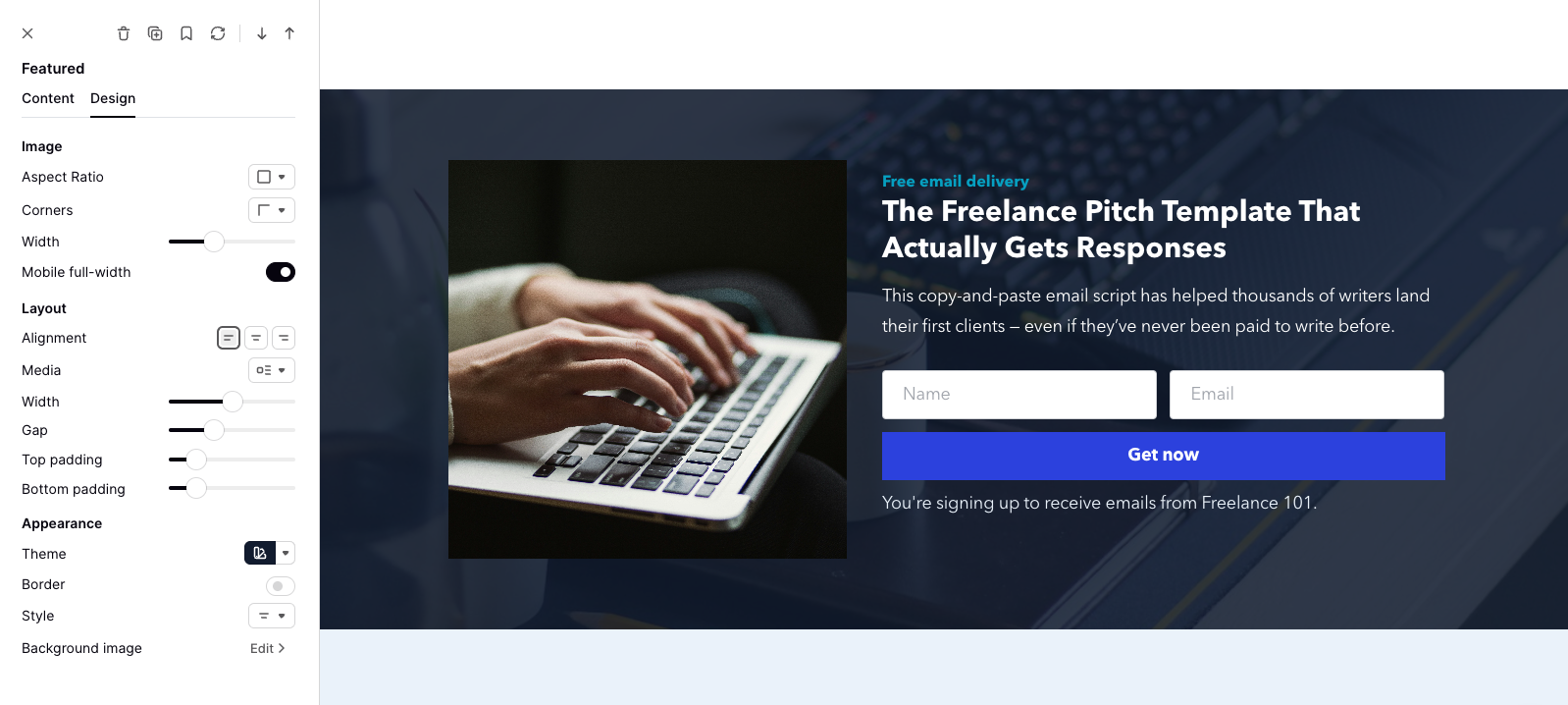 Customize lead magnet from products section