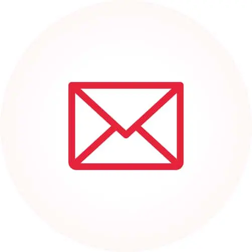 Red envelope icon on a light circular background representing email or mail