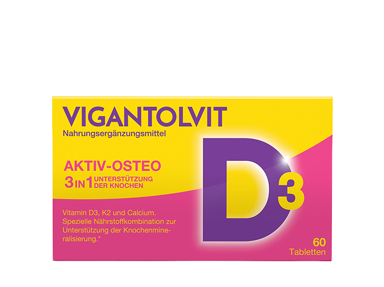 Vigantolvit Aktiv-Osteo, Nahrungsergänzungsmittel mit Vitamin D3, K2 and Calcium 60 Tabletten. 