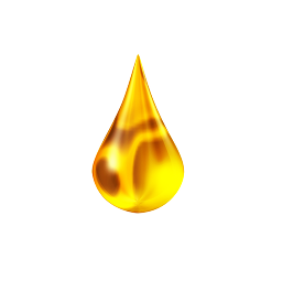 Goldener Tropfen vor weißem Hintergrund.