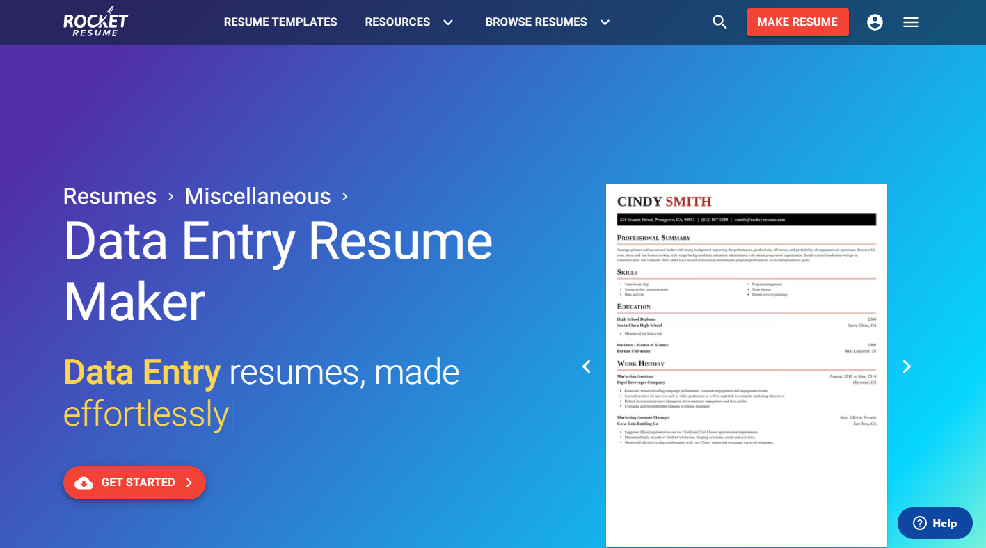data entry resume template
