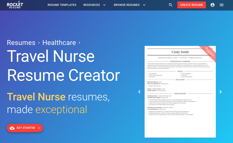 Rocket Resume Travel Nurse Template