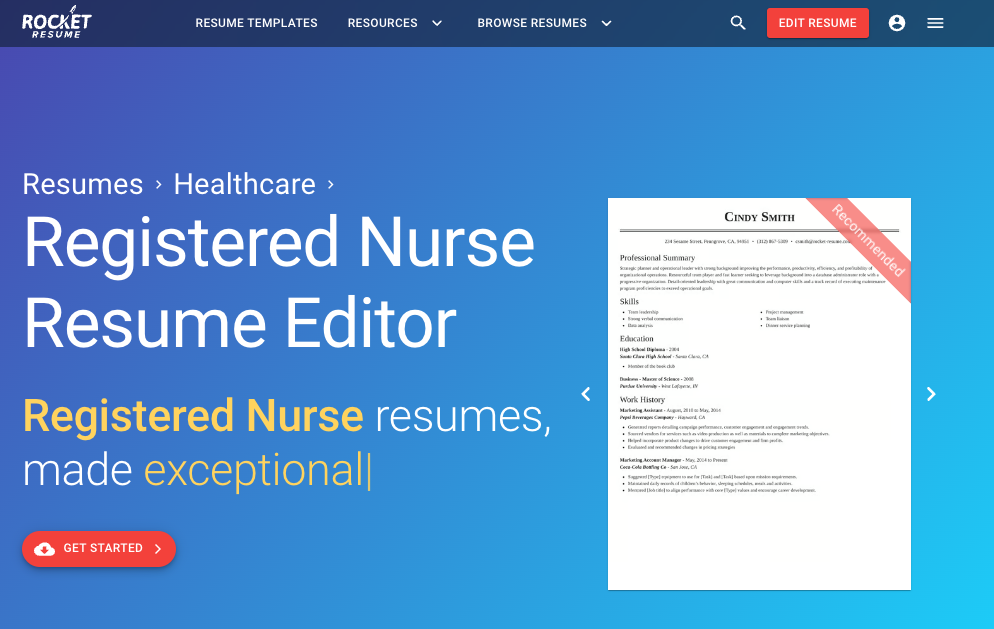 Registered nurse resume Rocket Resume