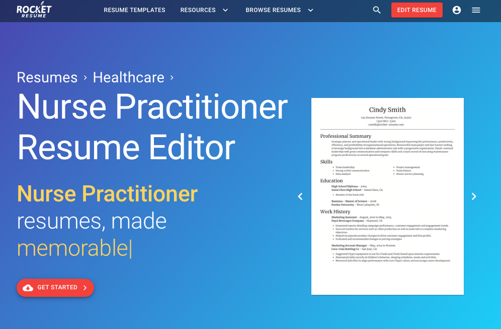 Nurse practitioner RR resume template