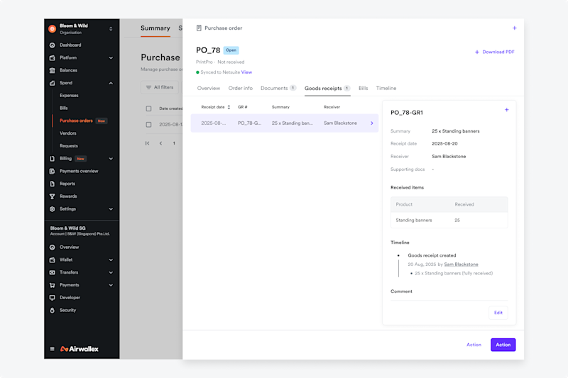 3-way matching for Purchase Orders