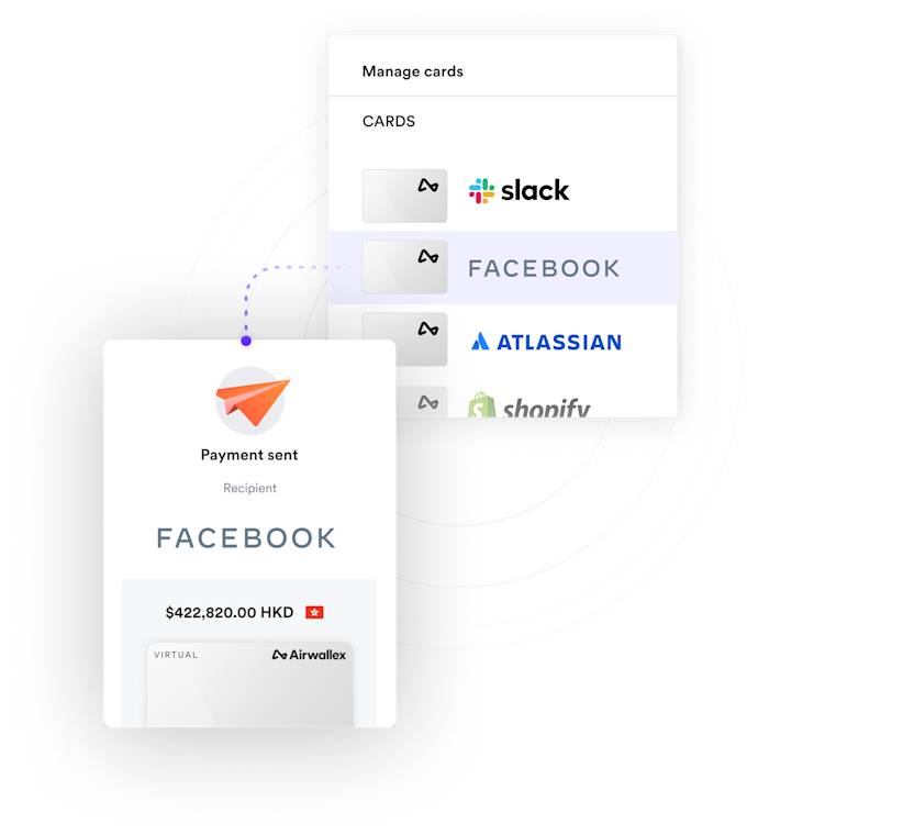 Screenshot of virtual debit card linked to Shopify Plus subscription