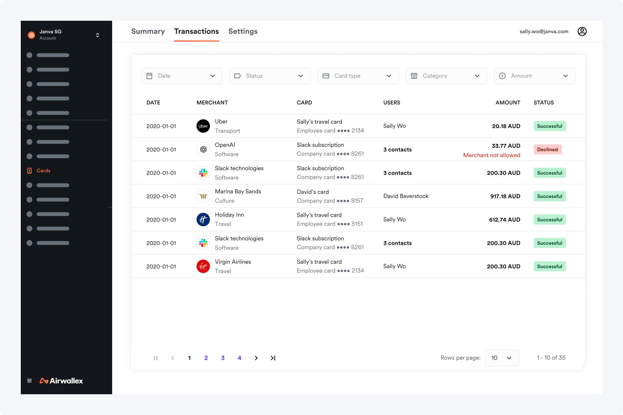 Airwallex card transaction enrichment
