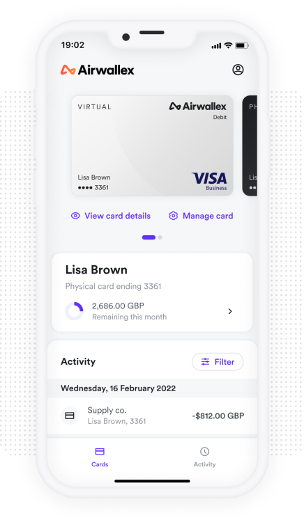 employee virtual and physical debit cards
