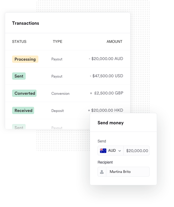 Payments being sent in multiple currencies across the globe