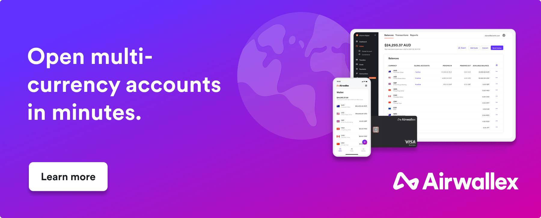 Get the business account built for growth, with Airwallex