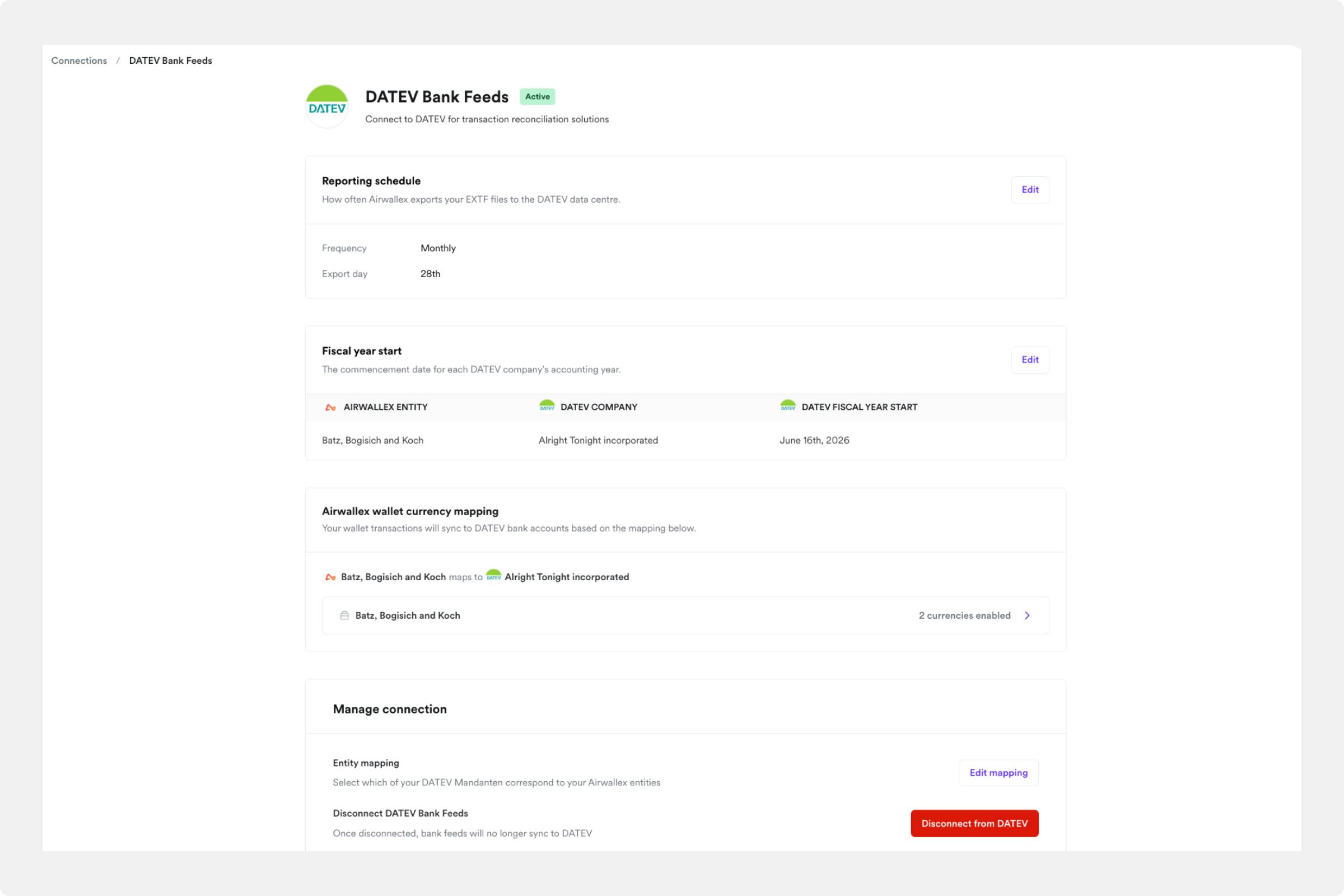 DATEV transaction sync UI