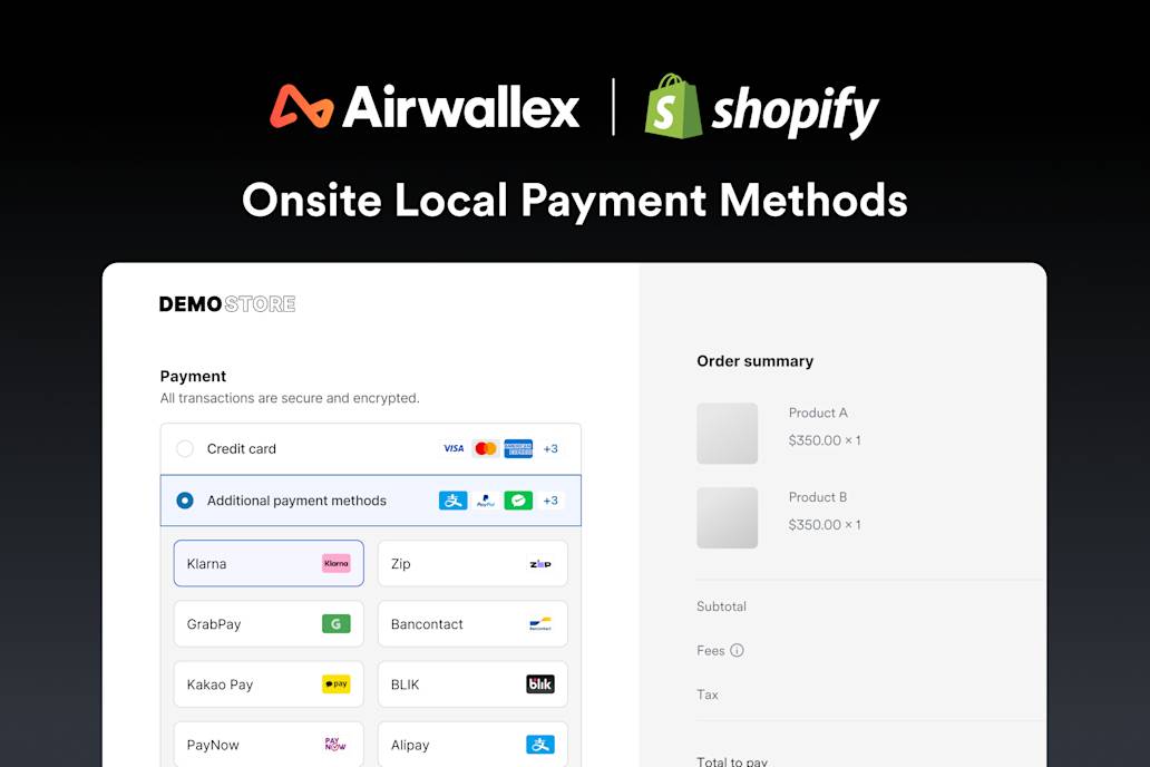 Introducing Airwallex Additional Payments: Onsite Local Payment Methods for Shopify Checkout
