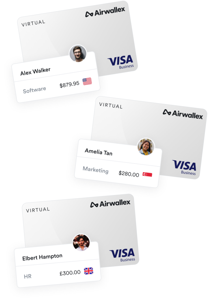 Virtual Visa cards for business being created online via the Airwallex platform