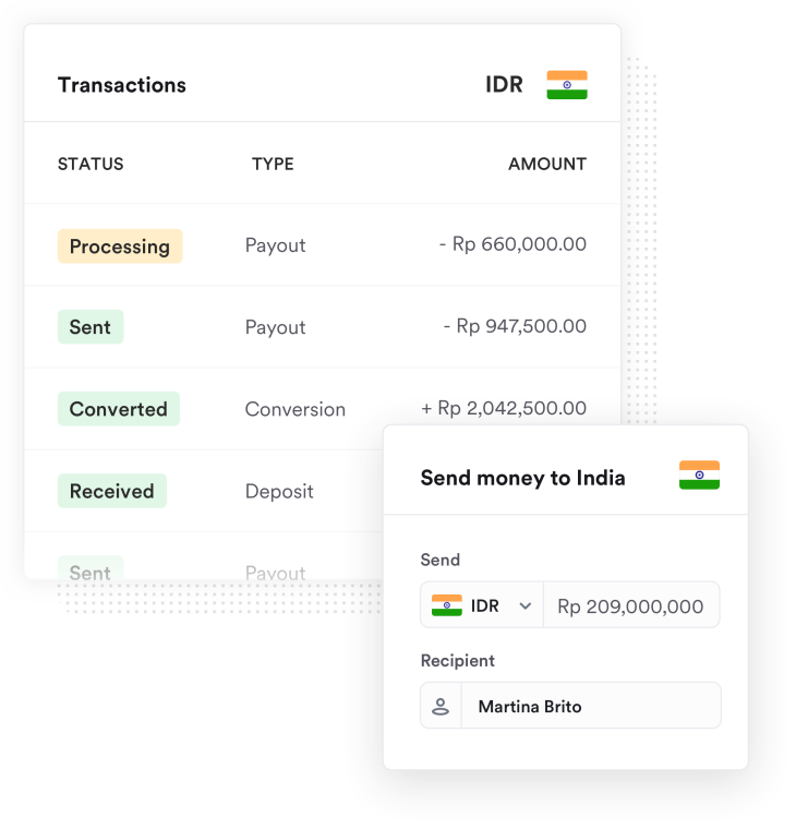 Screenshot of the Airwallex app sending money to India from the United States
