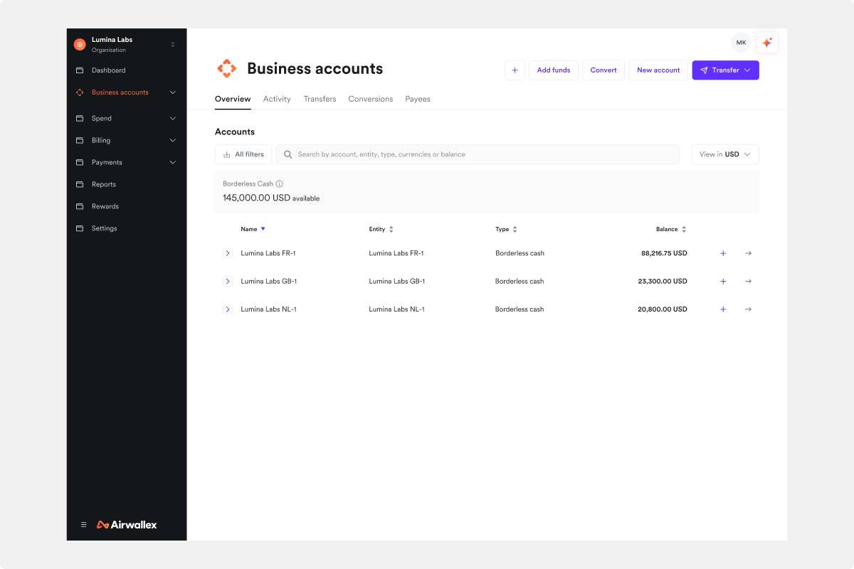 Centralised view of all accounts in one place with the new agentic Business Accounts experience