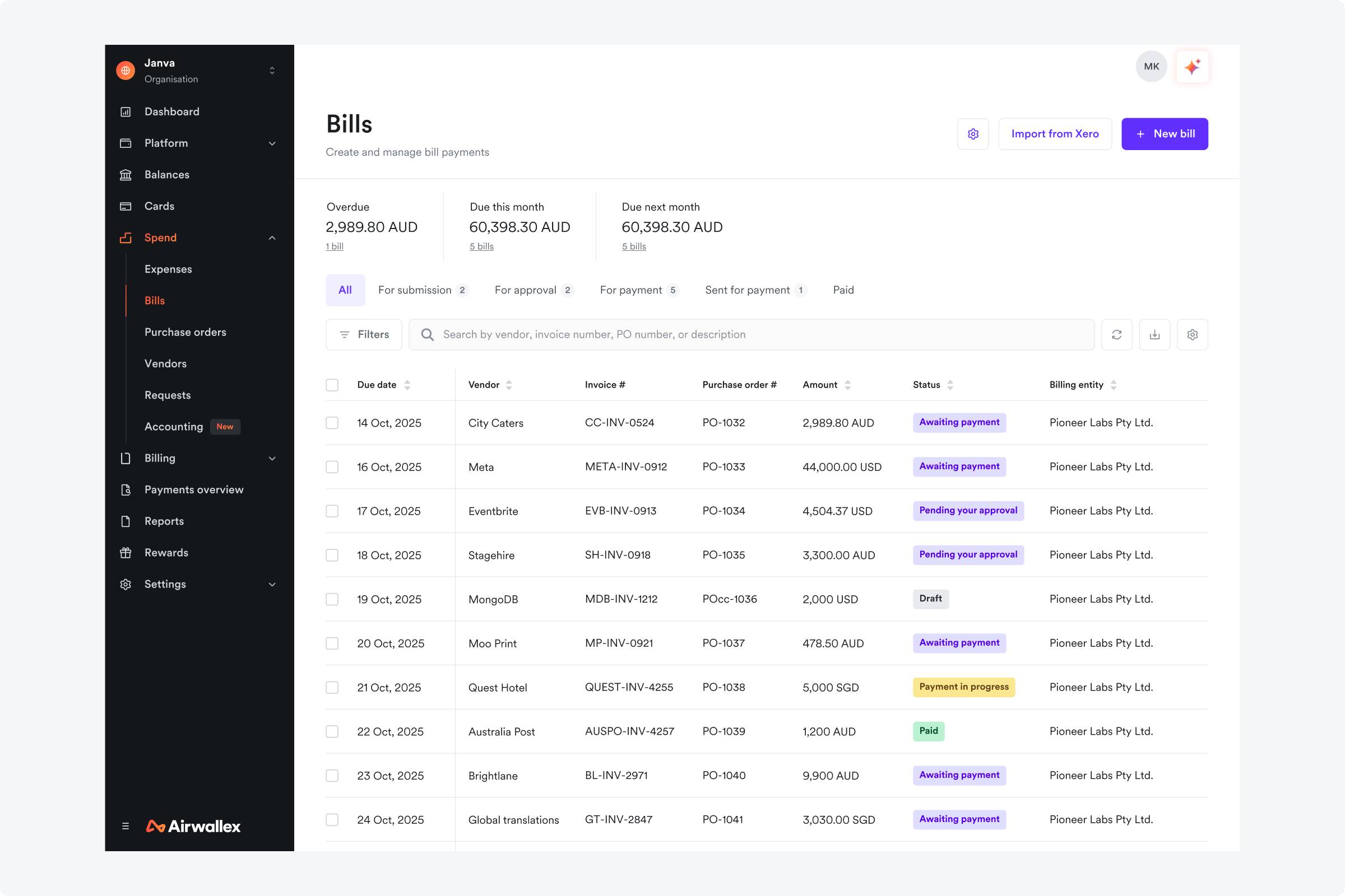 Bill Pay UI 
