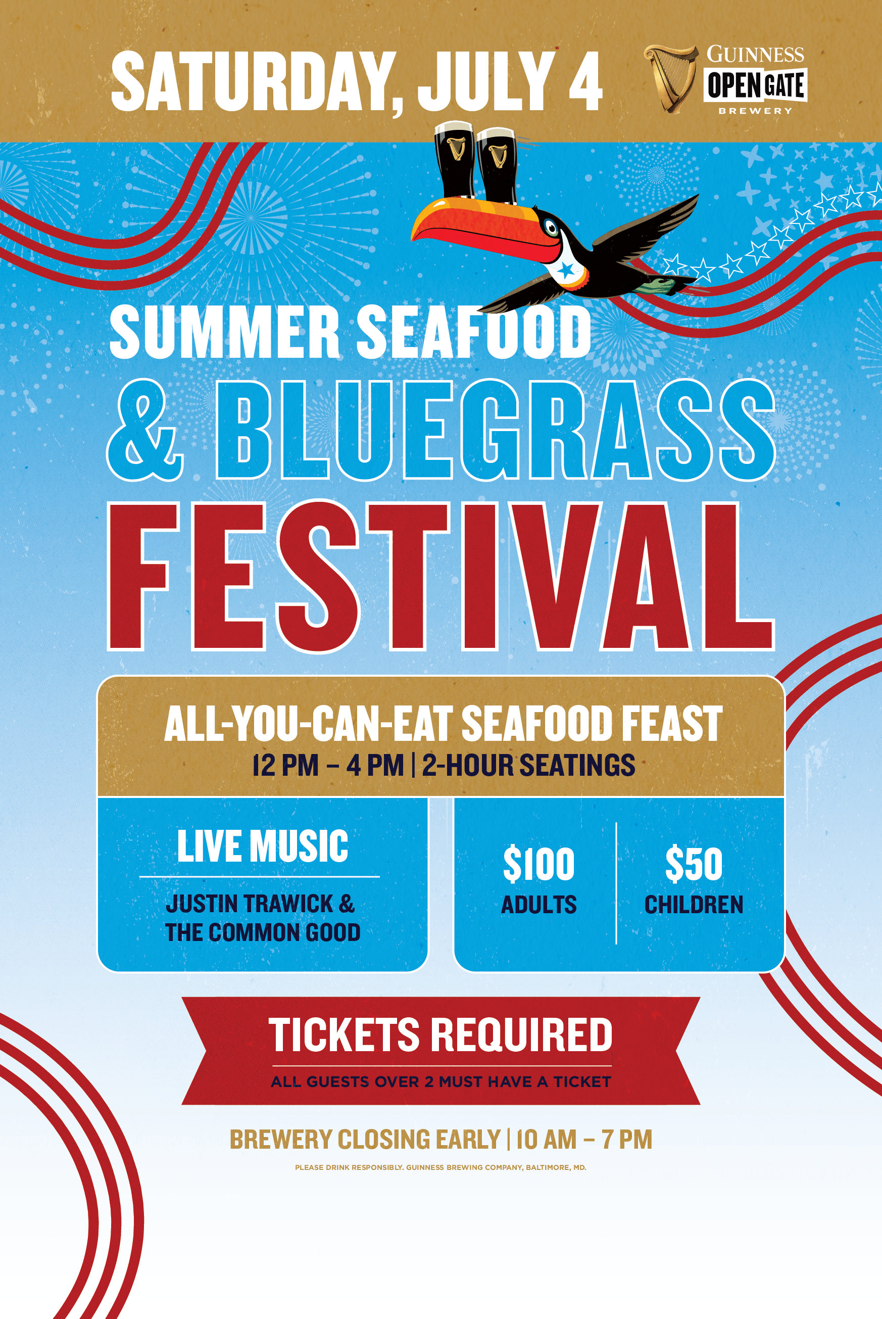 Join us for the Summer Seafood and Bluegrass Festival, July 4.  All you can eat seafood fest.  Tickets Required.