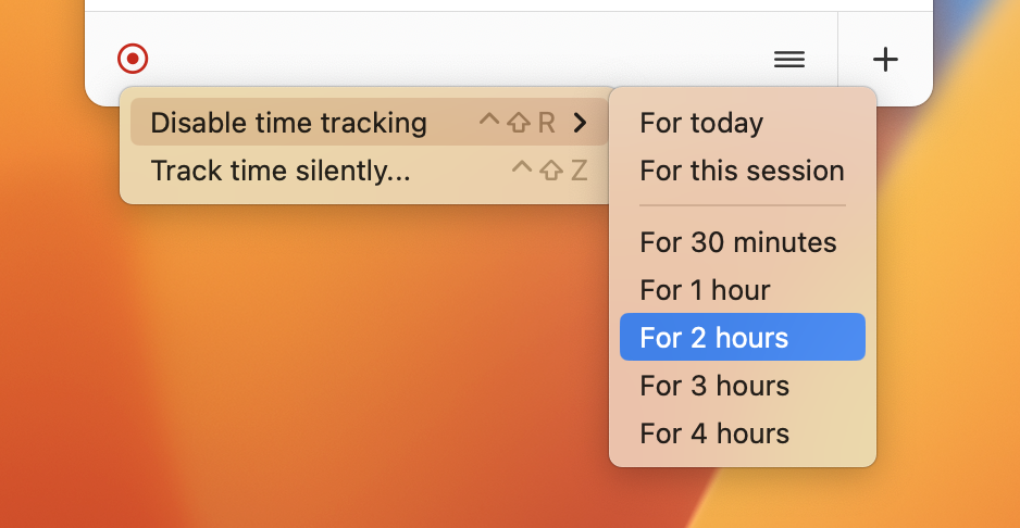 Disable time tracking for duration