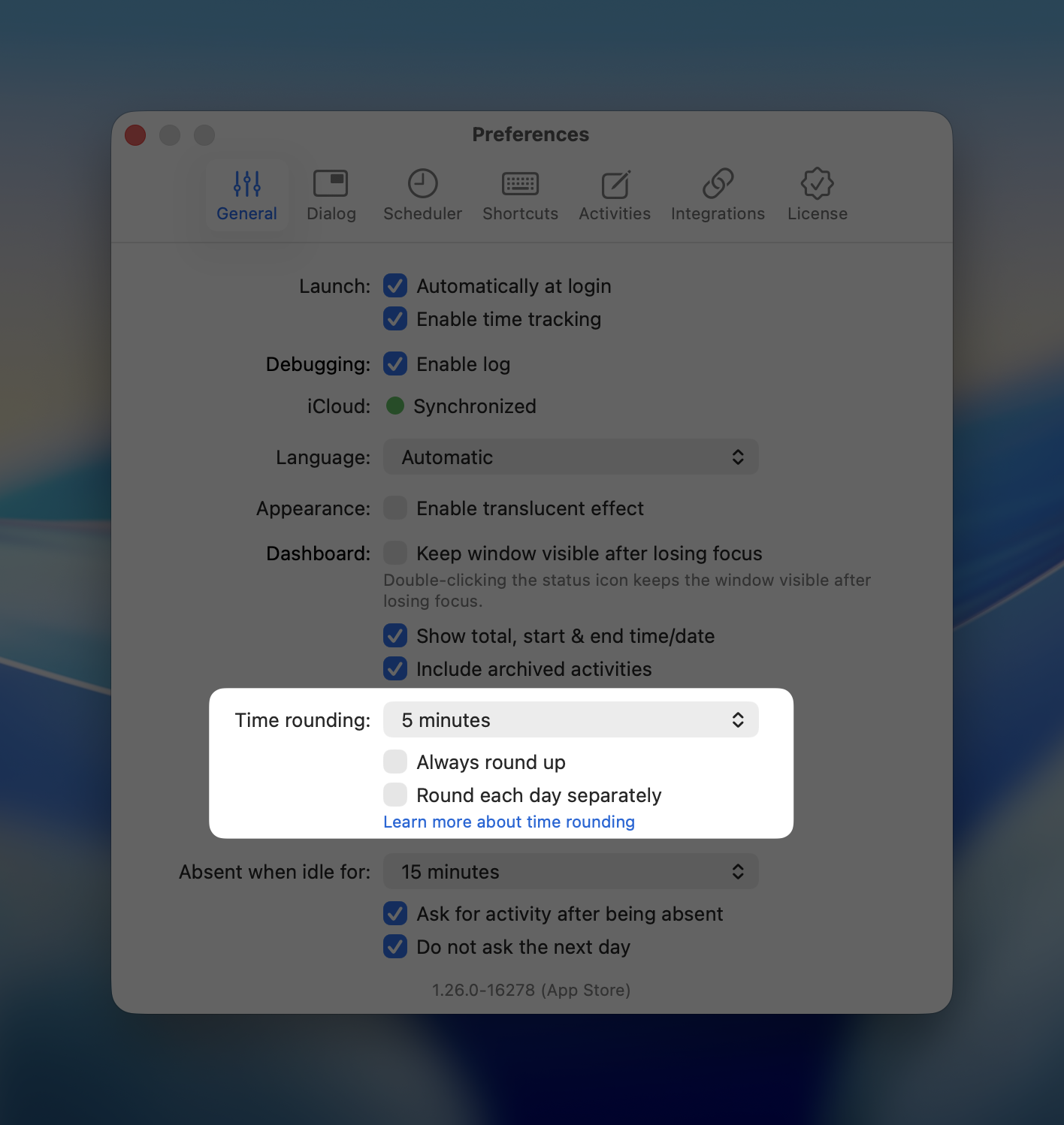 Time rounding on Mac
