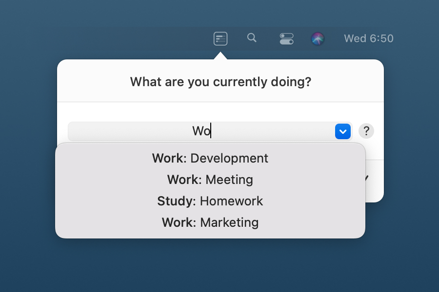 Header image time tracking by asking what you are doing