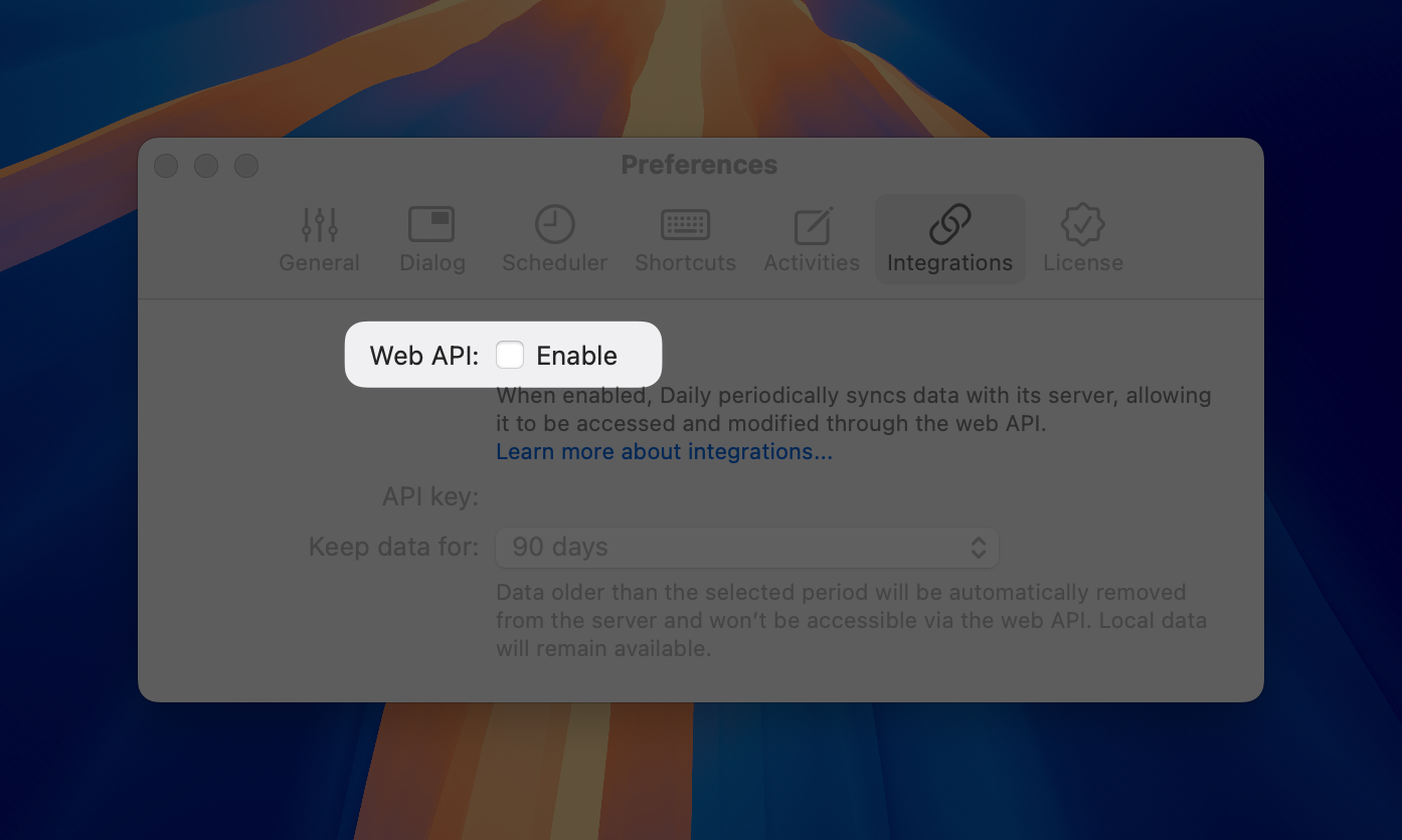 Enabling Daily's web API