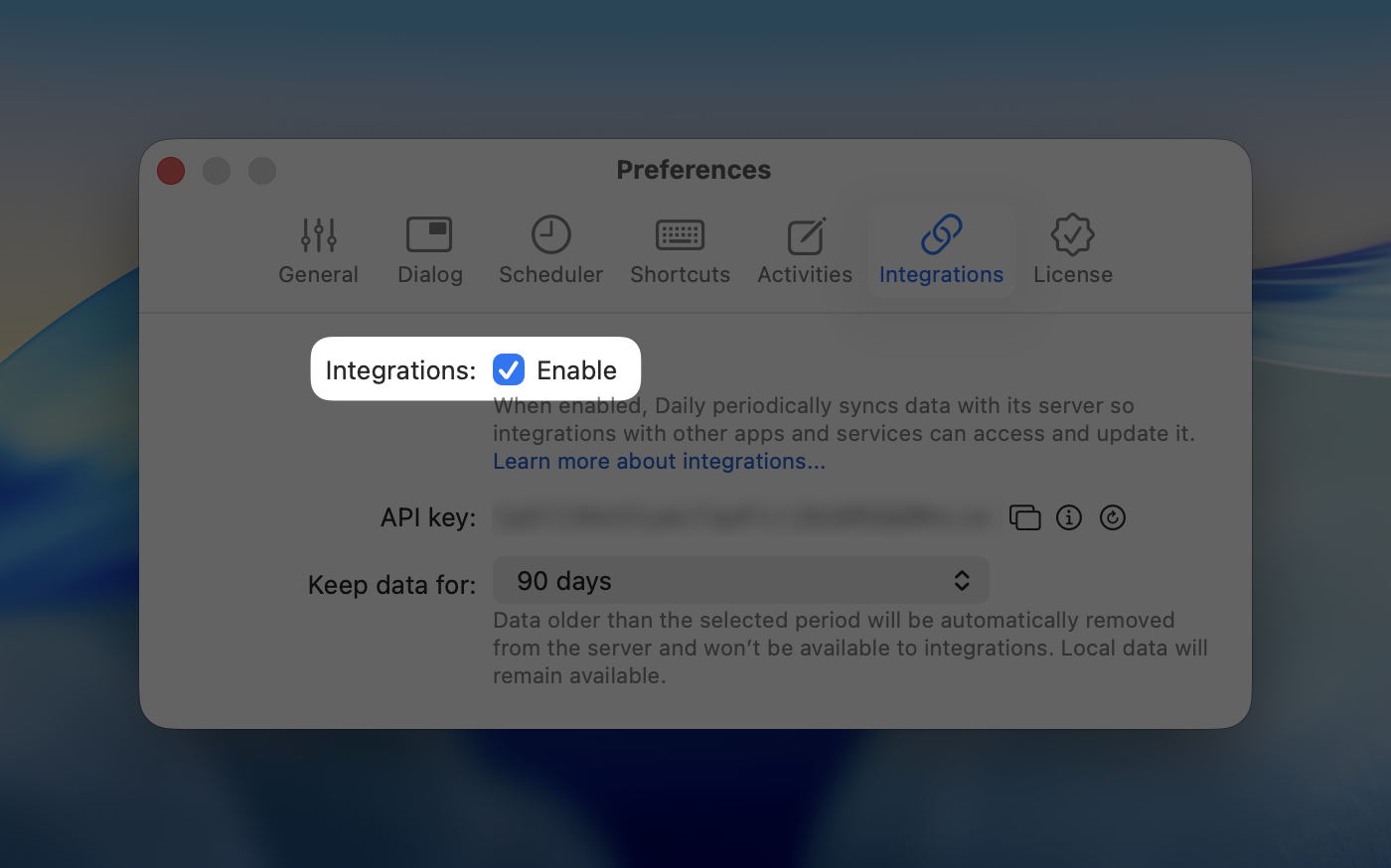 Enabling Daily's web API