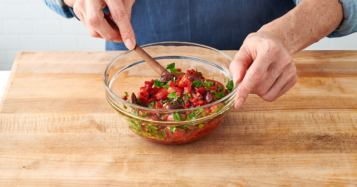 EGGPLANT WITH MEDITERRANEAN RELISH - Step 1