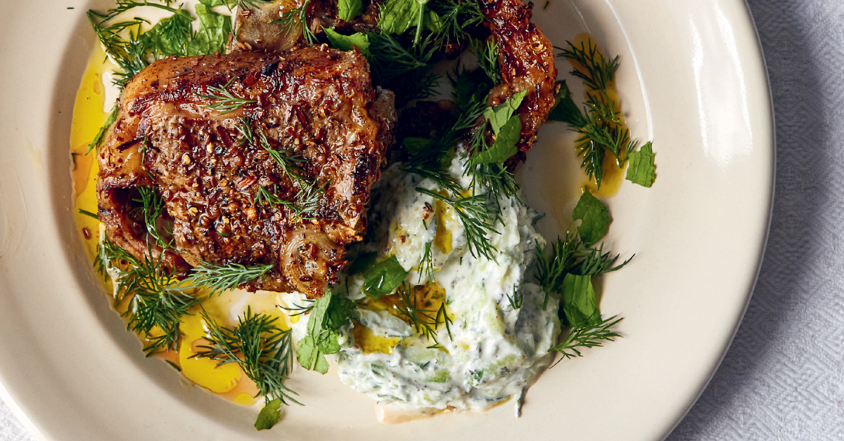 Marinated Lamb with cucumber yoghurt from Good Cooking Every Day by Julia Busuttil Nishimura