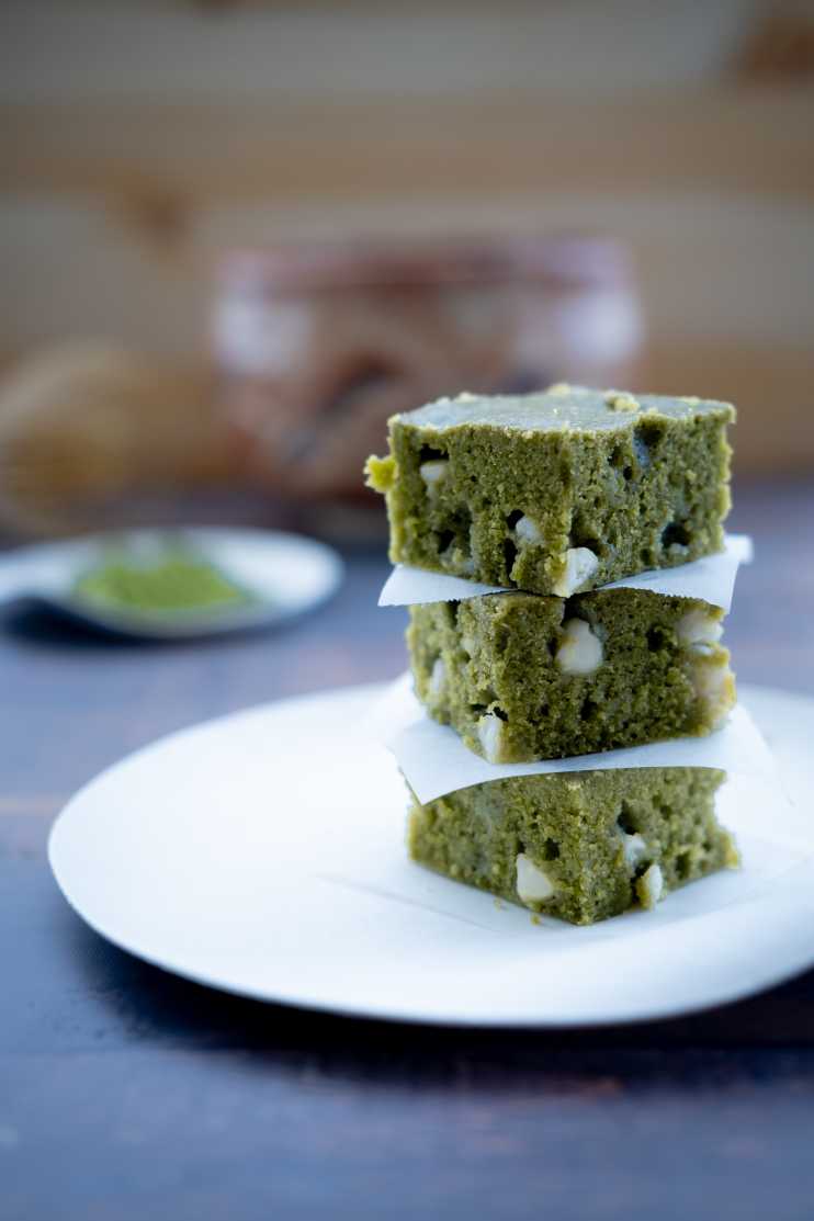 matcha and white chocolate brownies