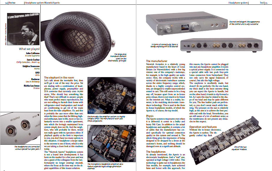 LP Magazine Review - Warwick Acoustics APERIO