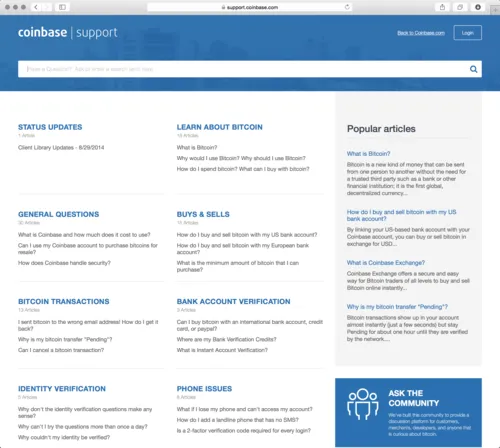 New Coinbase Support Center