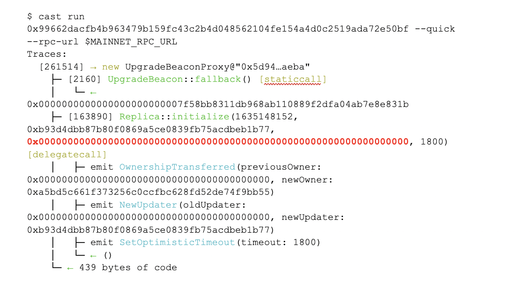 "cast run" code snippet