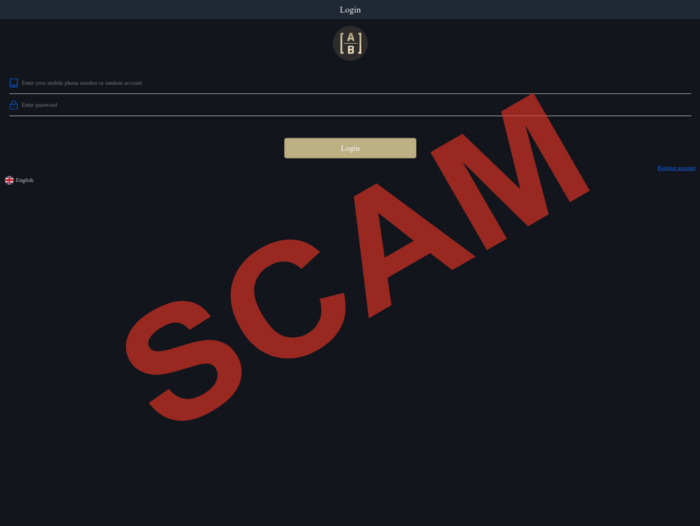 Investment scam landing page example