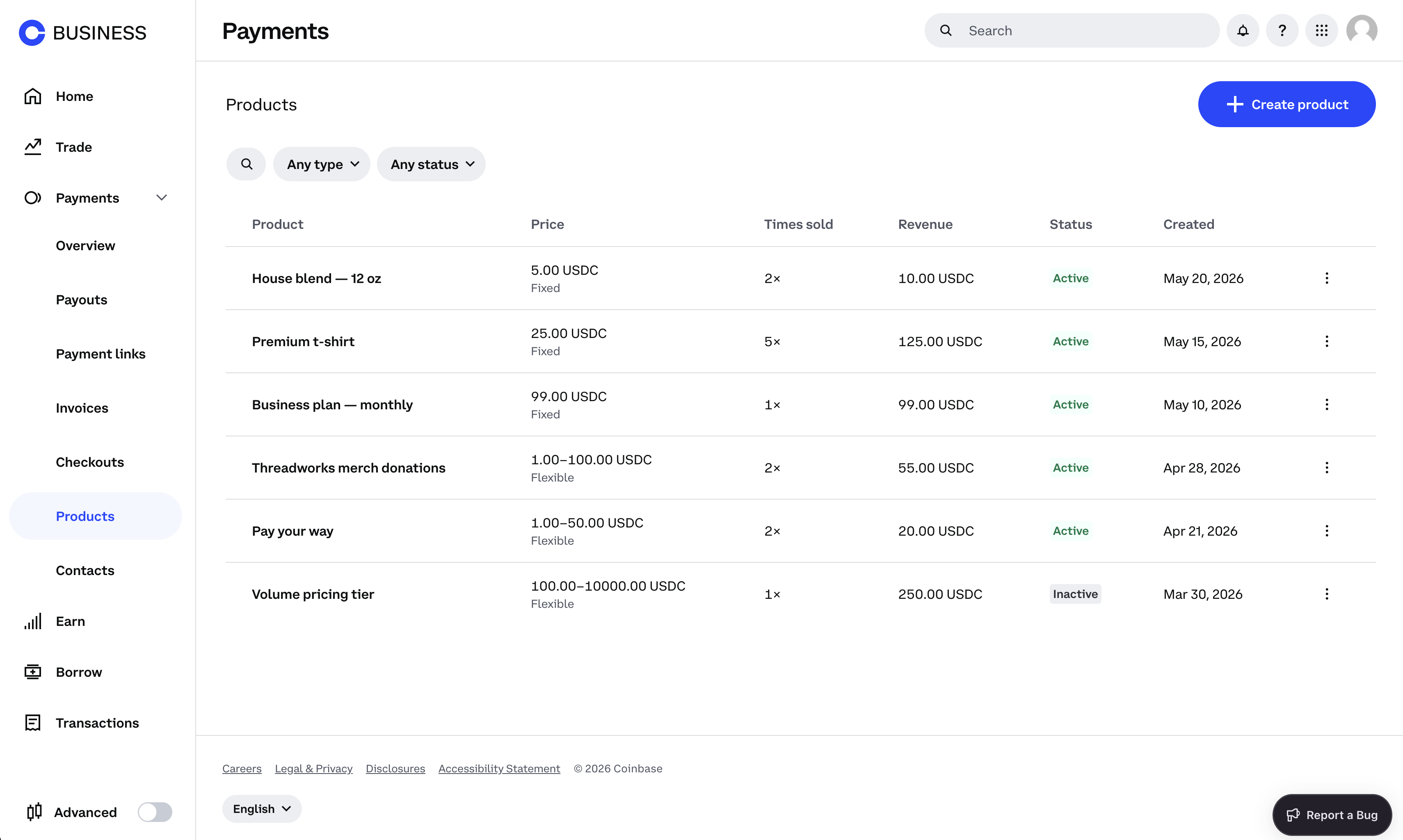 product catalog CoinBiz