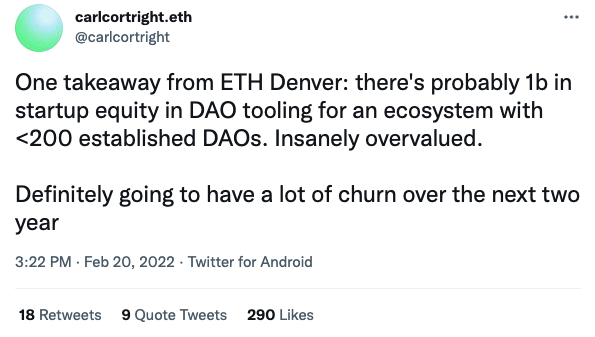 Ventures’ Takeaways from ETH Denver - carlcortright.eth tweet