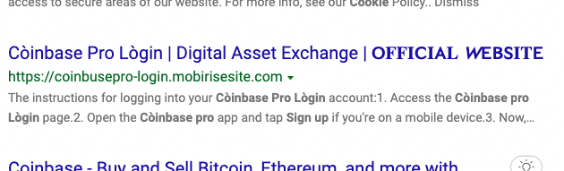 Bad search results for "Coinbase"