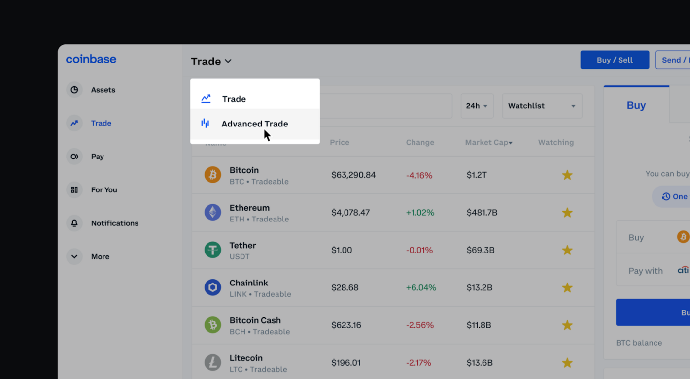 Bringing advanced trading tools to Coinbase - Select Advanced Trade